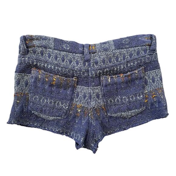 IRO Monroe Women's Blue Embroidered Cotton Silk Knit Boho Shorts Size 1 - Picture 2 of 8